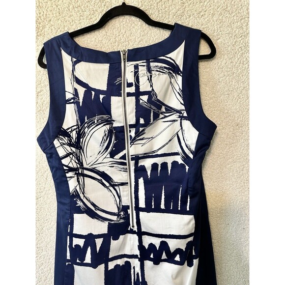 DESIGUAL  Size 12/44 Navy Knee-Length Sheath‎ Dress Cotton Sleeveless Logo - Picture 6 of 12